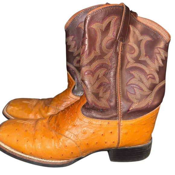 Justin Boots Tan and Brown Kids Cowboy Boots - Picture 2 of 7